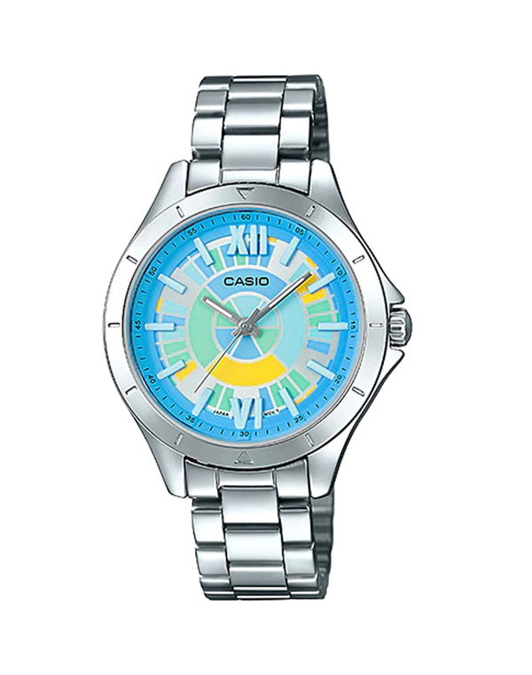 CASIO SILVER BAND WITH COLOURFUL BLUE DIAL WOMEN'S WATCH