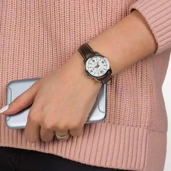 CASIO Silver Women's Brown Leather Band Watch