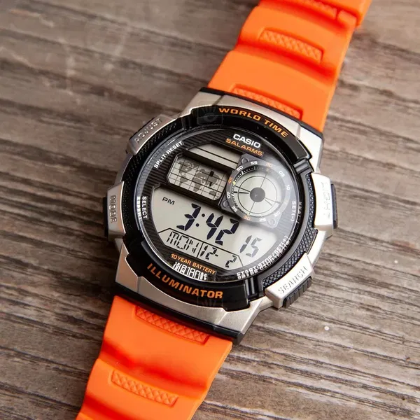 CASIO Youth World Time Digital Resin Belt Men's Watch
