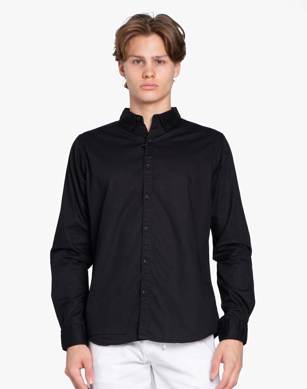 DEEDAT Men's Regular Fit Cutaway Collar Casual Shirt Black