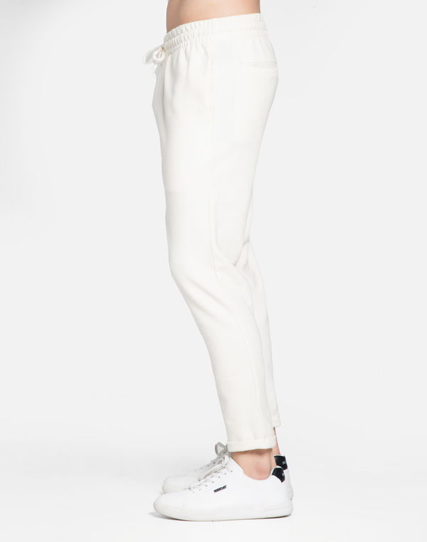 DEEDAT Men's Regular Fit Folded Hem Casual Pant Cream