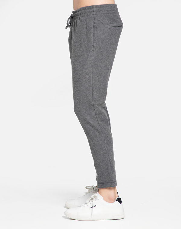 DEEDAT Men's Regular Fit Folded Hem Casual Pant Dark Grey