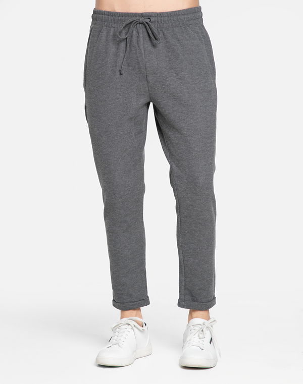 DEEDAT Men's Regular Fit Folded Hem Casual Pant Dark Grey