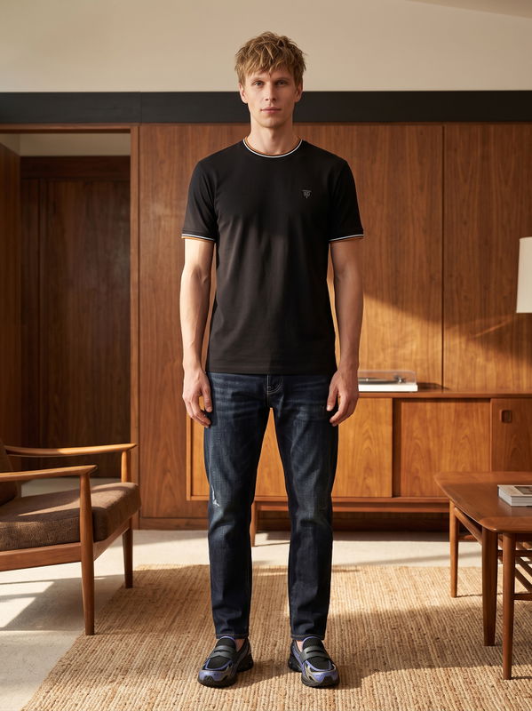 DEEDAT Men's Crew Neck Slim Fit T-Shirt Black