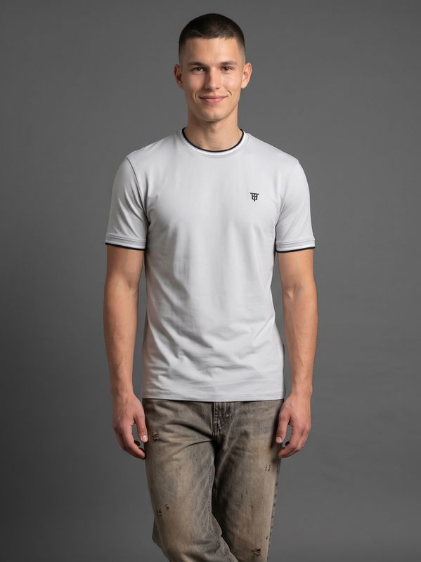 DEEDAT Men's Crew Neck Slim Fit T-Shirt Grey