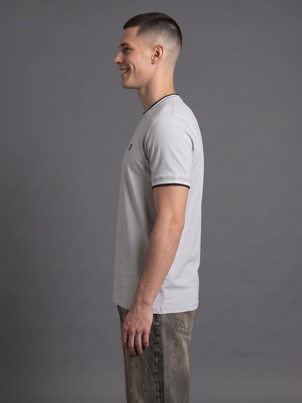DEEDAT Men's Crew Neck Slim Fit T-Shirt Grey