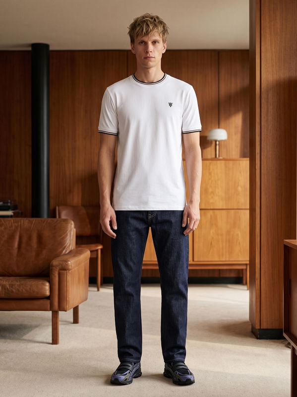 DEEDAT Men's Crew Neck Slim Fit T-Shirt White