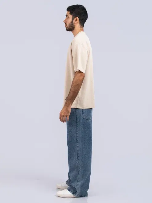 DEEDAT Men's Oversized T-Shirt Beige