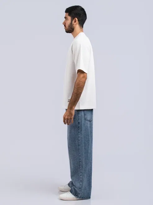DEEDAT Men's Oversized T-Shirt Off White