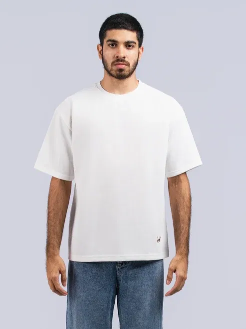 DEEDAT Men's Oversized T-Shirt Off White