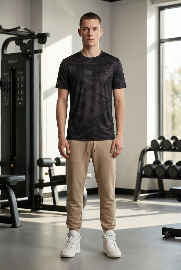 DEEDAT Men's Slim Fit Sports T-Shirt - Black