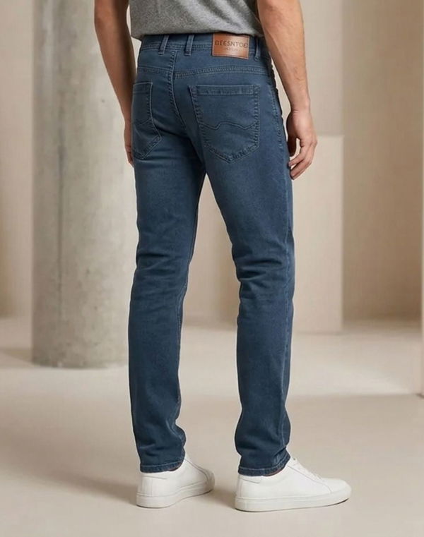 DEEDAT Men's Standard Hem Slim Fit Jeans Slate Blue