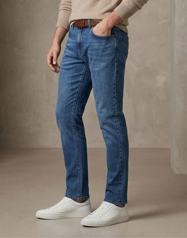 DEEDAT Men's Tapered Fit Jeans Blue
