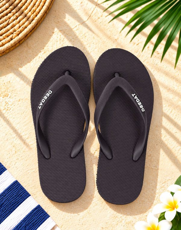 DEEDAT Men's V-Strap Flip Flops Dark Maroon