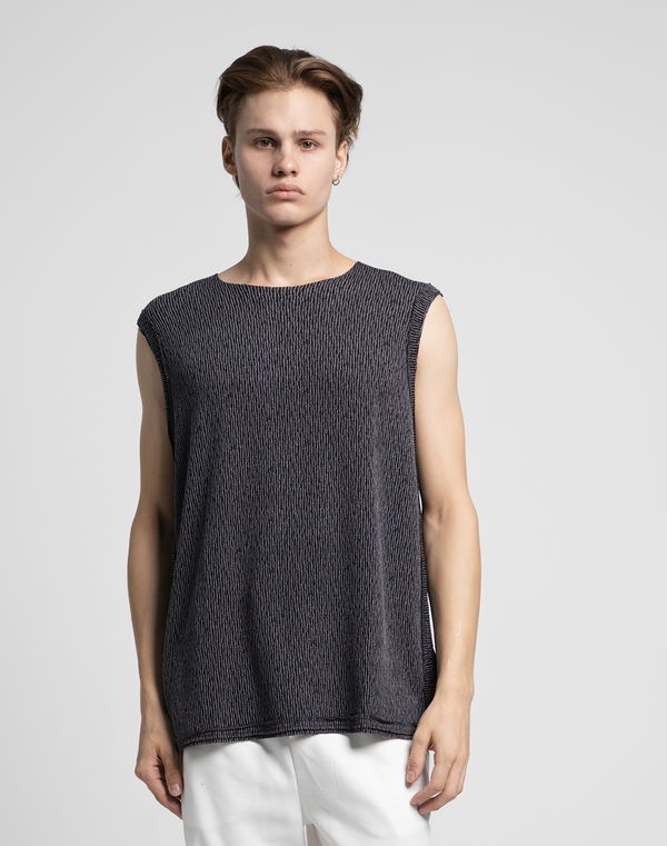DEEDAT NATURE VERSE Men's Cuban Collar Cotton Tank Top Gray