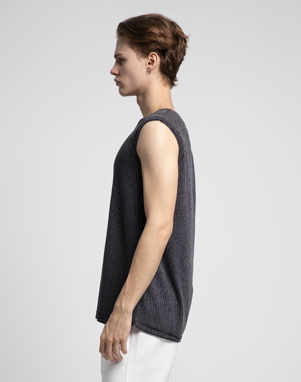 DEEDAT NATURE VERSE Men's Cuban Collar Cotton Tank Top Gray