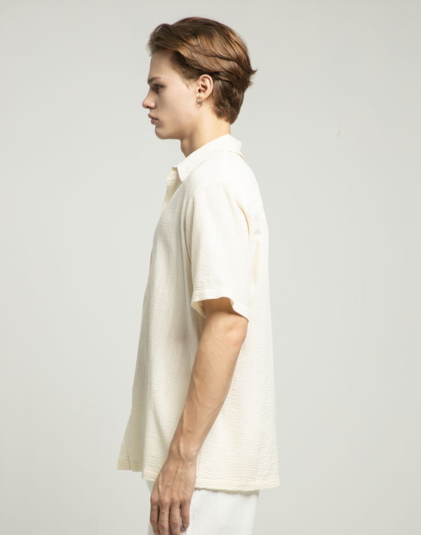 DEEDAT NATURE VERSE Men's Slim Fit Cotton Casual Shirt Cream