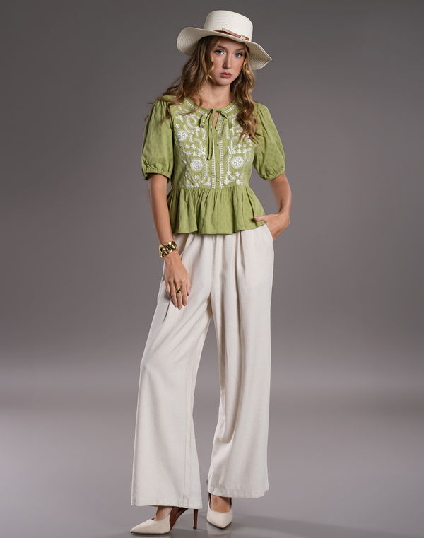 FIA MARIA GOLDEN AURORA Self Tie Neck Blouse