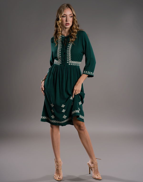 FIA MARIA GOLDEN AURORA Self Tie Neck Dress
