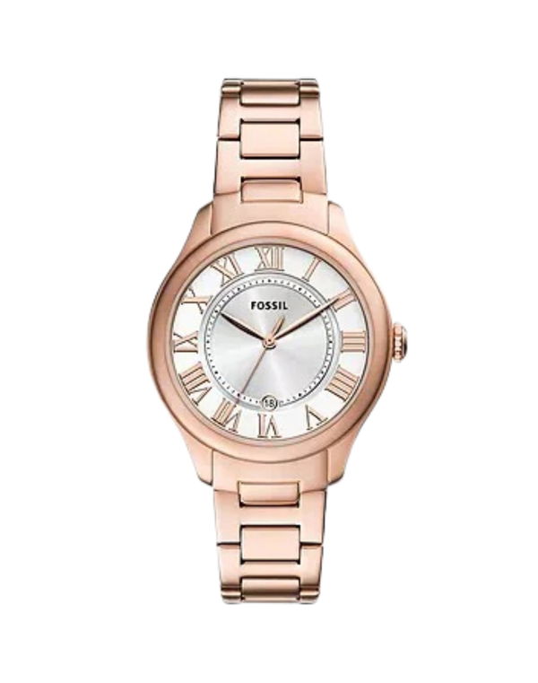 FOSSIL GILMORE THREE-HAND DATE ROSE GOLD-TONE STAINLESS STEEL WATCH FOR WOMEN