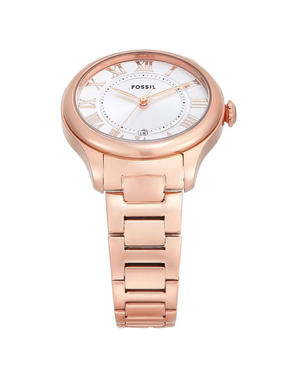 FOSSIL GILMORE THREE-HAND DATE ROSE GOLD-TONE STAINLESS STEEL WATCH FOR WOMEN