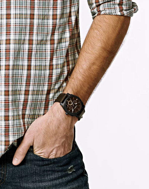 FOSSIL Machine Mid-Size Chronograph Brown Leather Watch for Men