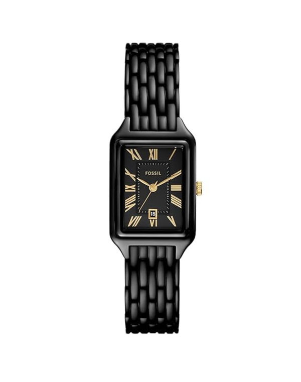 Fossil Raquel Rectangular Black Dial Black Stainless Steel Women's Watch