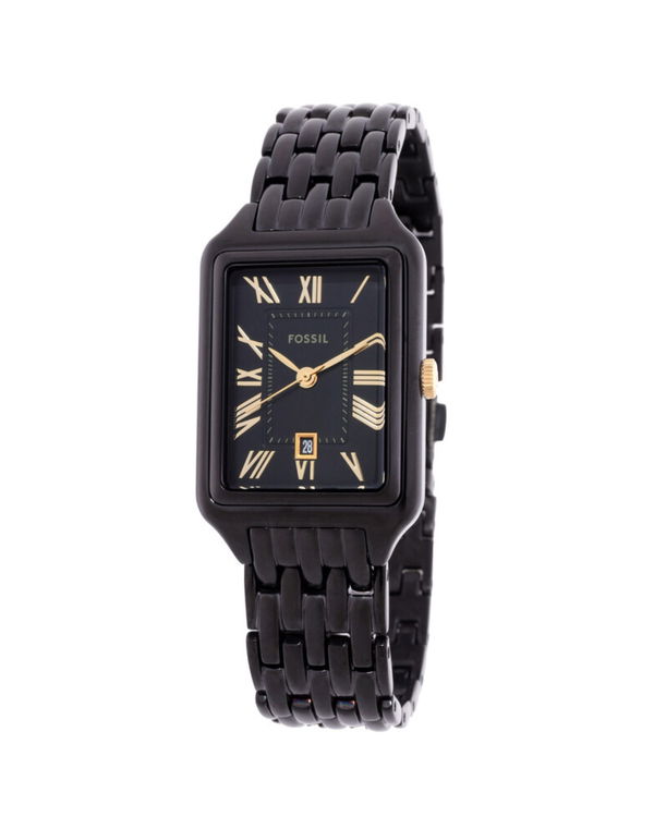 Fossil Raquel Rectangular Black Dial Black Stainless Steel Women's Watch