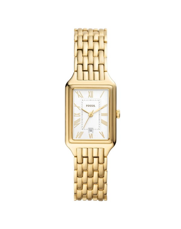Fossil Raquel White Rectangular Dial Gold Bracelet Women's Watch