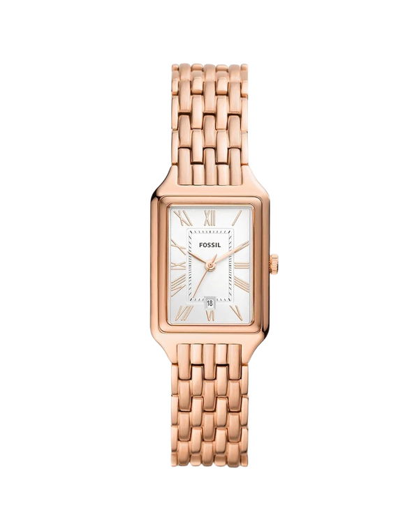 Fossil Raquel White Rectangular Dial Rose Gold Bracelet Women's Watch