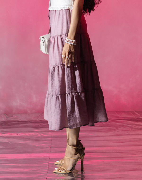 HUF & DEE BLISSFUL Women's Long Length Casual Skirt Mauve
