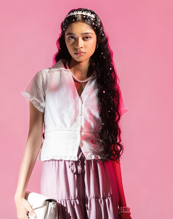 HUF & DEE BLISSFUL Women's Shirt Collar Blouse White