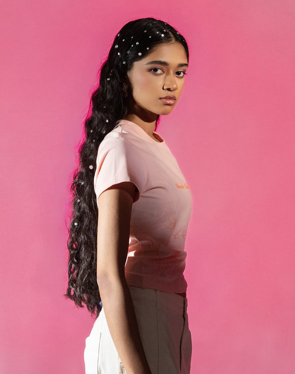 HUF & DEE BLISSFUL Women's Slim Fit Printed T-Shirt Pink
