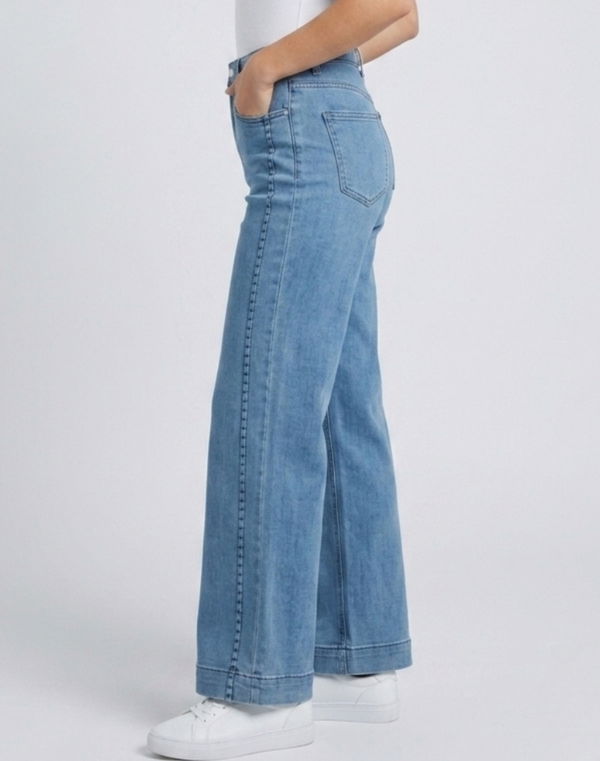 HUF & DEE BLISSFUL Women's Wide Leg Jeans Mid Blue