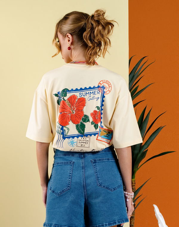 HUF & DEE HOT TROPIC Women's Back Print Oversized T-Shirt