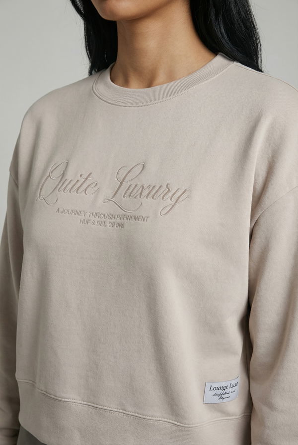 HUF & DEE LOUNGE LUXE Women's Embroidery T-Shirt Beige