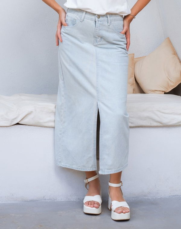 HUF & DEE SANTORINI ESCAPE Women's Denim Casual Skirt Light Blue