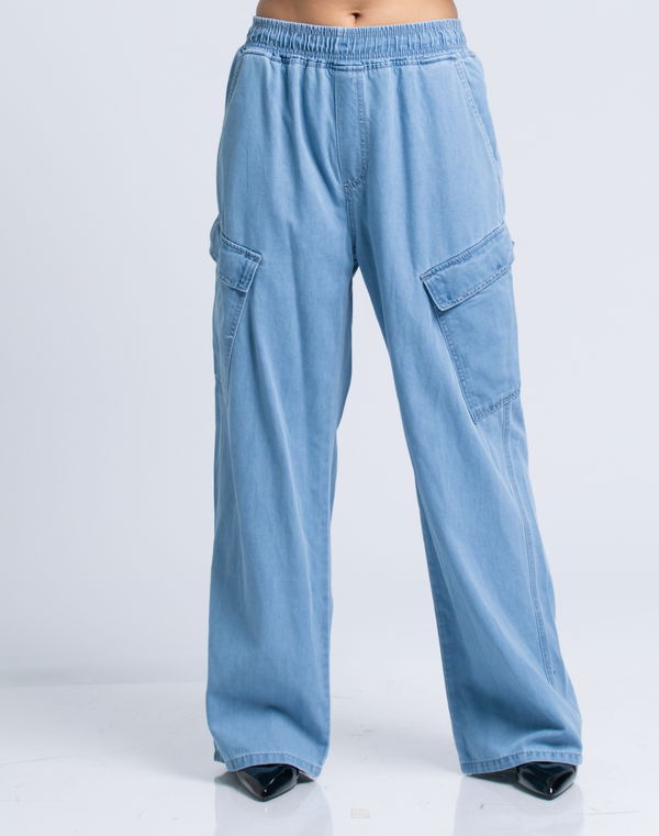 HUF & DEE Women's Cargo High Waist Jeans Light Blue