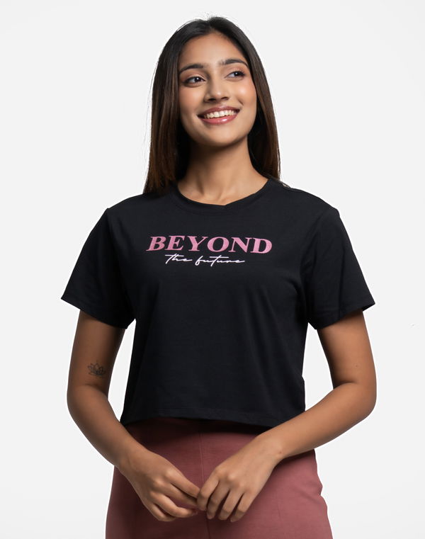 HUF & DEE Women's Crop Graphic T-Shirt Black