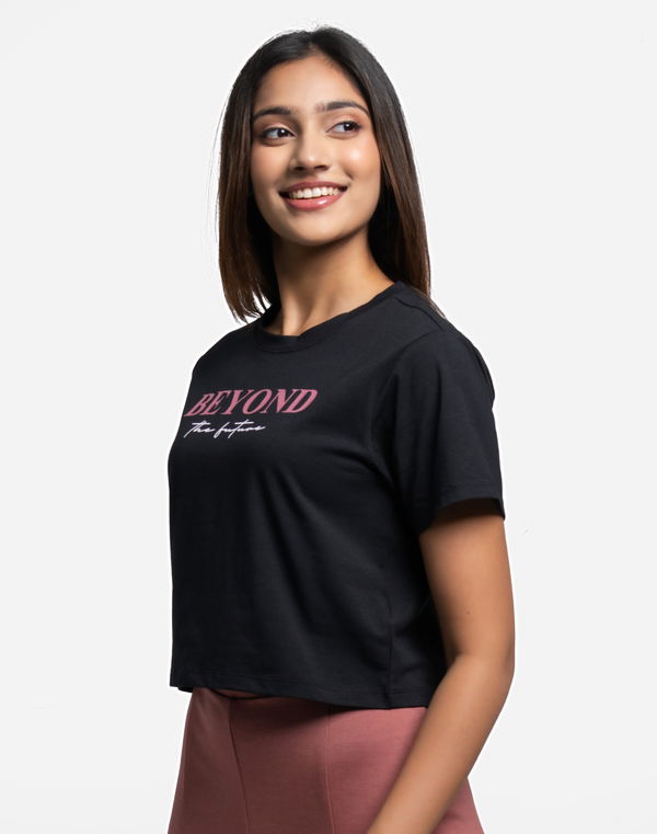HUF & DEE Women's Crop Graphic T-Shirt Black