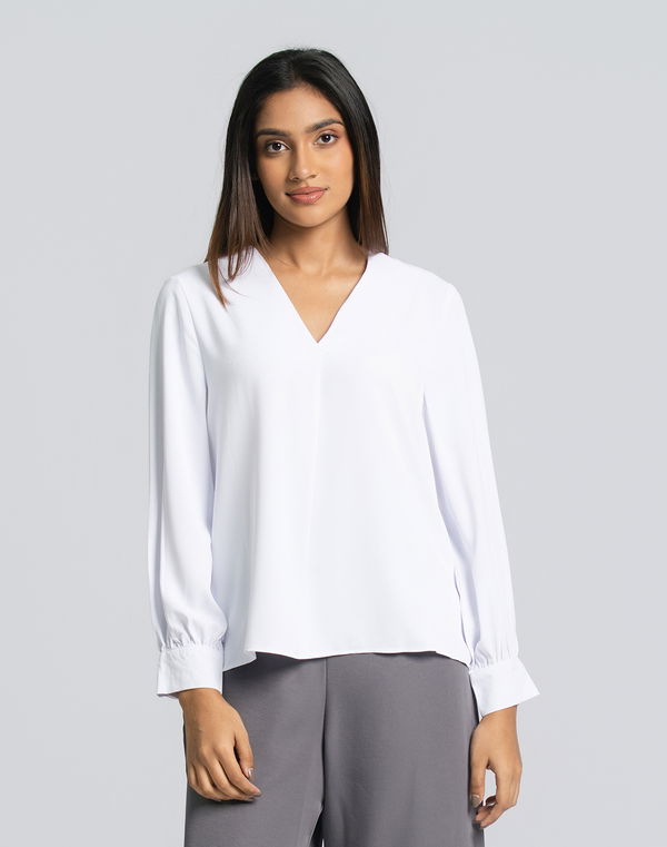 HUF & DEE Women's Shirt Collar Formal Blouse White
