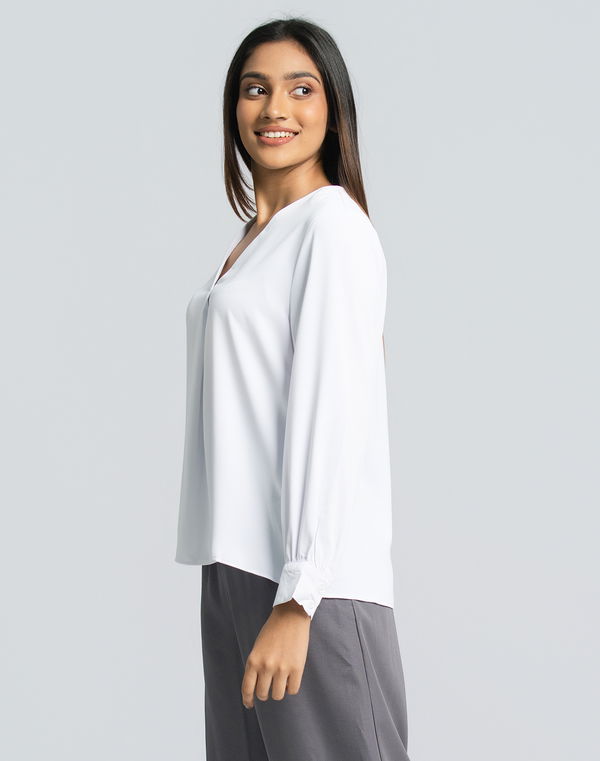 HUF & DEE Women's Shirt Collar Formal Blouse White