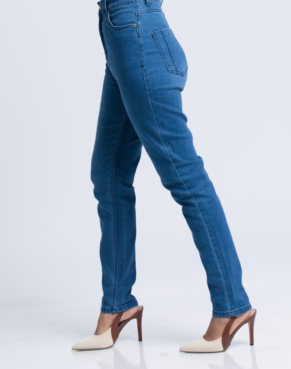 HUF & DEE Women's Slim Fit High Waist Jeans Mid Blue