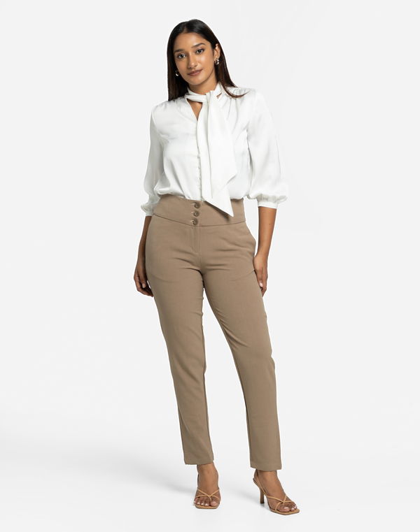 HUF & DEE Women's Slim Fit High Waist Three Botton Formal Pant