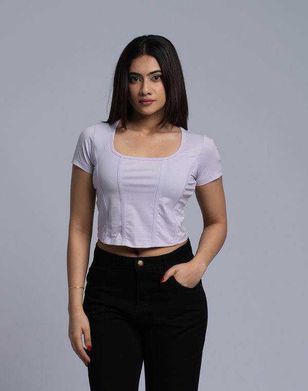 HUF & DEE Women's Square Neck Crop T-Shirt Light Purple