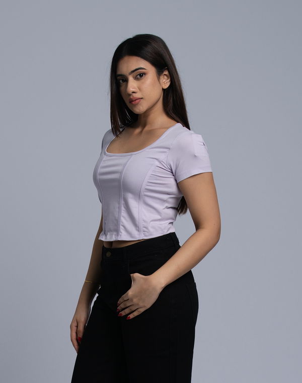 HUF & DEE Women's Square Neck Crop T-Shirt Light Purple