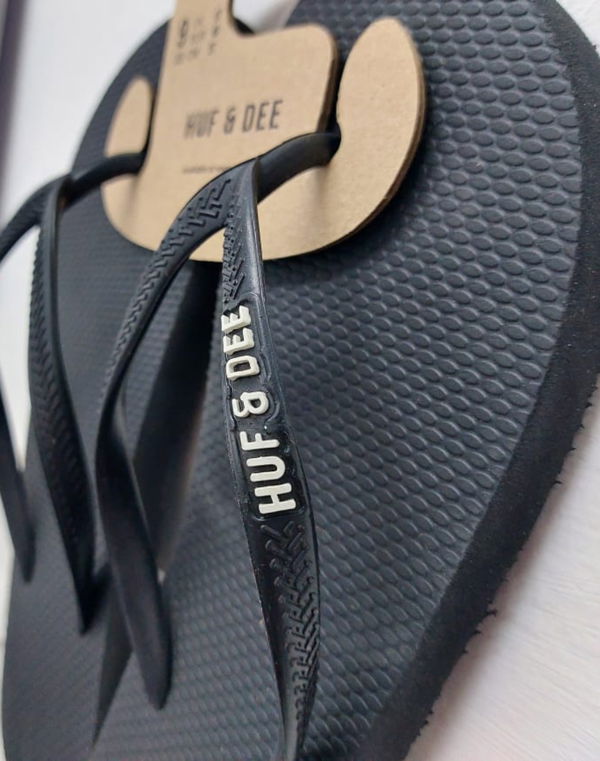 HUF & DEE Women's V-Strap Flip Flops Black