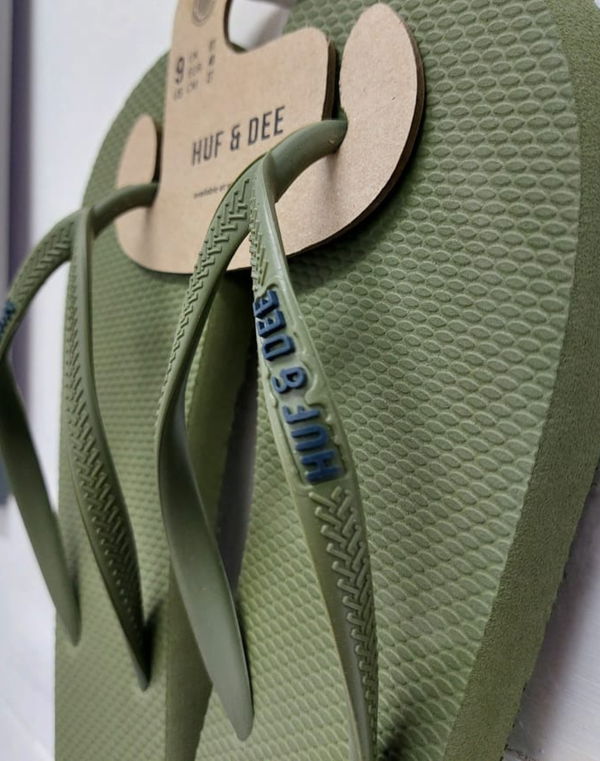 HUF & DEE Women's V-Strap Flip Flops Olive Green