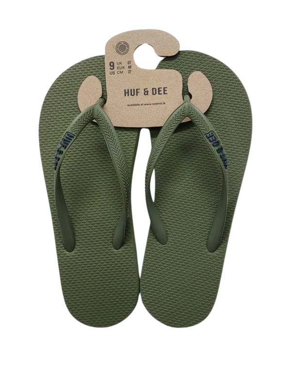 HUF & DEE Women's V-Strap Flip Flops Olive Green