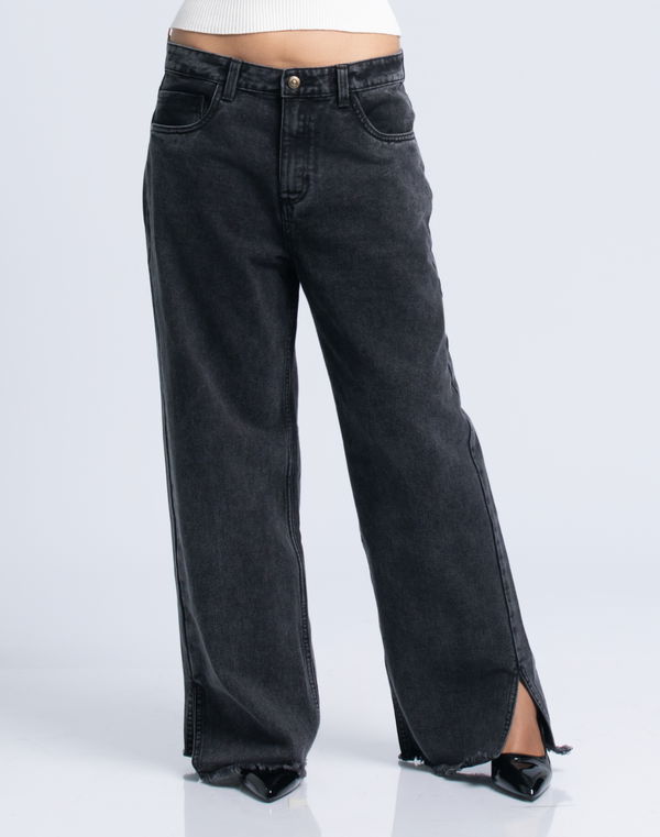 HUF & DEE Women's Wide Leg Mid Waist Jeans Black